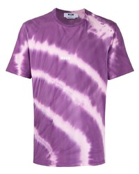 Мужская пурпурная футболка с круглым вырезом с принтом тай-дай от MSGM