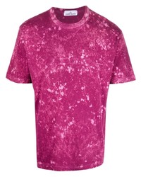 Мужская пурпурная футболка с круглым вырезом с принтом тай-дай от Stone Island