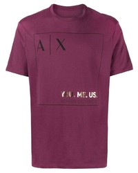 Мужская пурпурная футболка с круглым вырезом с принтом от Armani Exchange