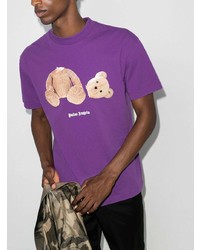 Мужская пурпурная футболка с круглым вырезом с принтом от Palm Angels