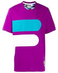 Мужская пурпурная футболка с круглым вырезом с принтом от Fila