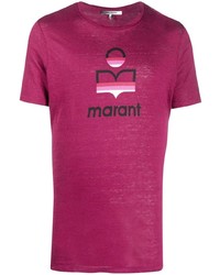 Мужская пурпурная футболка с круглым вырезом с принтом от Isabel Marant