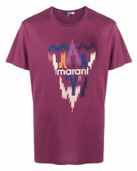 Мужская пурпурная футболка с круглым вырезом с принтом от Isabel Marant