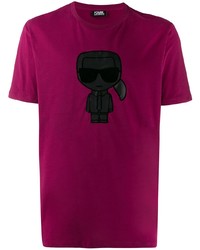 Мужская пурпурная футболка с круглым вырезом с принтом от Karl Lagerfeld