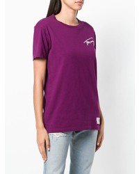 Женская пурпурная футболка с круглым вырезом с принтом от Tommy Jeans