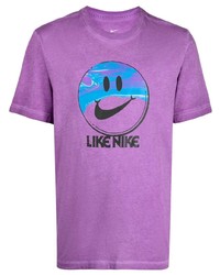 Мужская пурпурная футболка с круглым вырезом с принтом от Nike