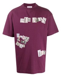 Мужская пурпурная футболка с круглым вырезом с принтом от Palm Angels