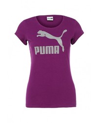 Женская пурпурная футболка с круглым вырезом с принтом от Puma