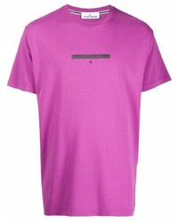 Мужская пурпурная футболка с круглым вырезом с принтом от Stone Island