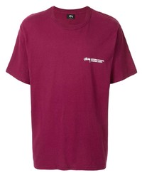 Мужская пурпурная футболка с круглым вырезом с принтом от Stussy