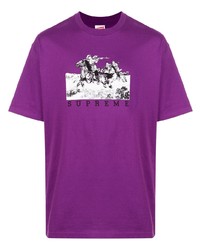 Мужская пурпурная футболка с круглым вырезом с принтом от Supreme