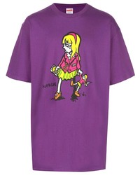 Мужская пурпурная футболка с круглым вырезом с принтом от Supreme
