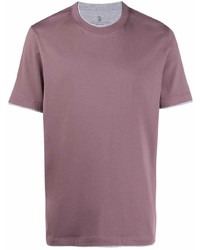 Мужская пурпурная футболка с круглым вырезом от Brunello Cucinelli