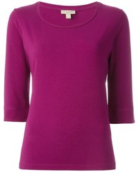 Женская пурпурная футболка с круглым вырезом от Burberry