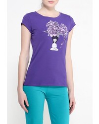 Женская пурпурная футболка с круглым вырезом от Grishko