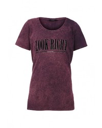 Женская пурпурная футболка с круглым вырезом от Guess Jeans