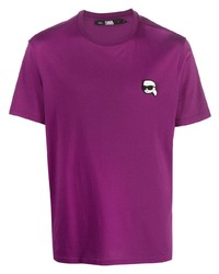 Мужская пурпурная футболка с круглым вырезом от Karl Lagerfeld