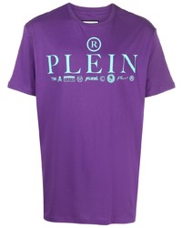 Мужская пурпурная футболка с круглым вырезом от Philipp Plein