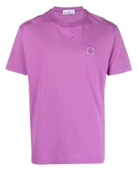 Мужская пурпурная футболка с круглым вырезом от Stone Island