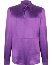 Пурпурная шелковая классическая рубашка