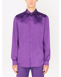 Мужская пурпурная шелковая классическая рубашка от Dolce & Gabbana