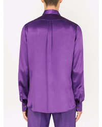 Мужская пурпурная шелковая классическая рубашка от Dolce & Gabbana
