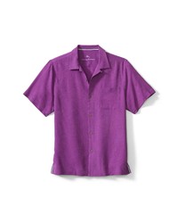 Пурпурная шелковая рубашка с коротким рукавом