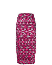Пурпурная юбка-миди с принтом