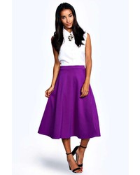 Пурпурная юбка-миди со складками