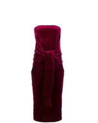 Пурпурное бархатное платье-футляр