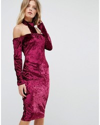 Пурпурное бархатное платье-футляр от AX Paris