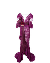 Пурпурное кружевное вечернее платье от Marchesa