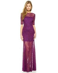 Пурпурное кружевное вечернее платье