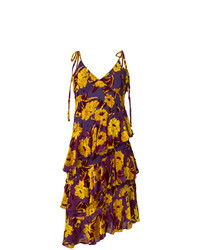 Пурпурное платье-миди с цветочным принтом от Daizy Shely