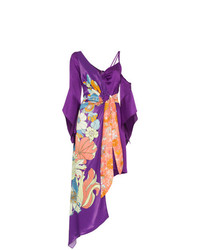Пурпурное платье-миди с цветочным принтом от Peter Pilotto