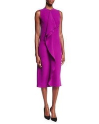 Пурпурное платье-футляр с рюшами
