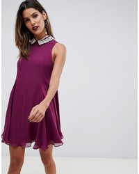 Пурпурное свободное платье