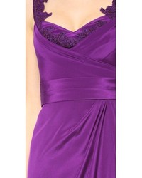 Пурпурное шелковое коктейльное платье от Notte by Marchesa