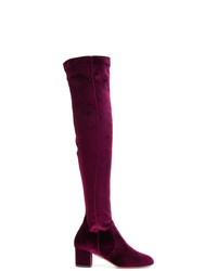 Пурпурные бархатные ботфорты от Aquazzura