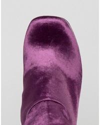 Пурпурные бархатные ботфорты от Asos