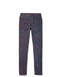 Мужские пурпурные джинсы с леопардовым принтом от Gucci