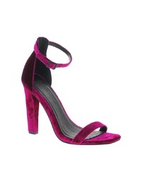 Пурпурные замшевые босоножки на каблуке