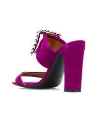 Пурпурные замшевые босоножки на каблуке с украшением от Via Roma 15