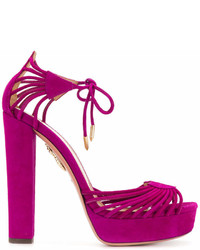 Пурпурные замшевые босоножки на каблуке от Aquazzura
