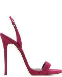 Пурпурные замшевые босоножки на каблуке от Giuseppe Zanotti Design