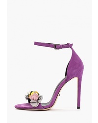 Пурпурные замшевые босоножки на каблуке от Graciana