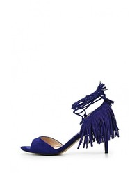 Пурпурные замшевые босоножки на каблуке от Mango