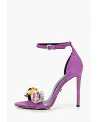 Пурпурные замшевые босоножки на каблуке от Marco Bonne`