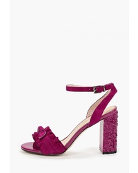 Пурпурные замшевые босоножки на каблуке от Marie Collet