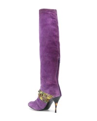 Пурпурные замшевые сапоги от Jean Louis Scherrer Vintage